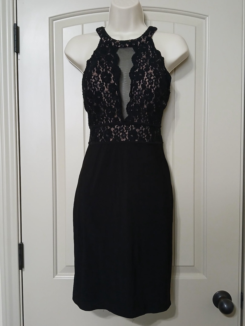 MORGAN & CO black lace sequin party dress 9